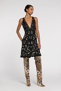 Sequin-embellished open-back dress