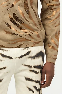 Sweater With Golden Tiger Skin Pattern