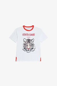 Optical White T-Shirt with Tiger Print