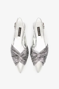 Metallic Leather Slingback Ballet Flats