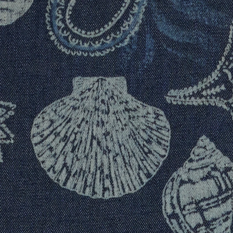 Cotton Dress With Marine Print And Flounce