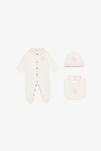 RC Monogram Hat, Bib And Romper Suit Set
