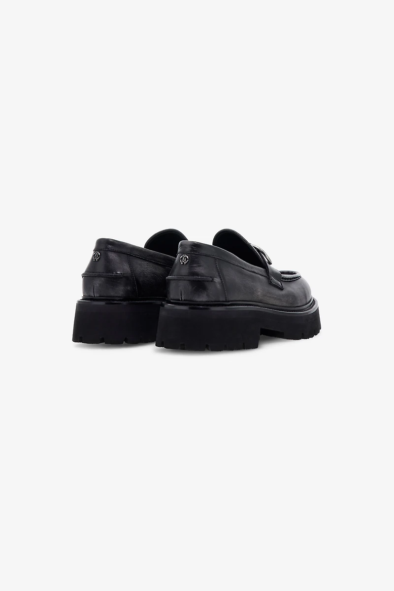 Loafers with metal buckle