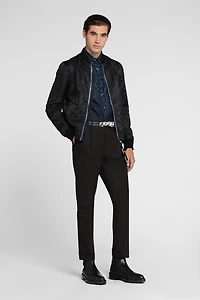 Pleat-detail straight-leg trousers