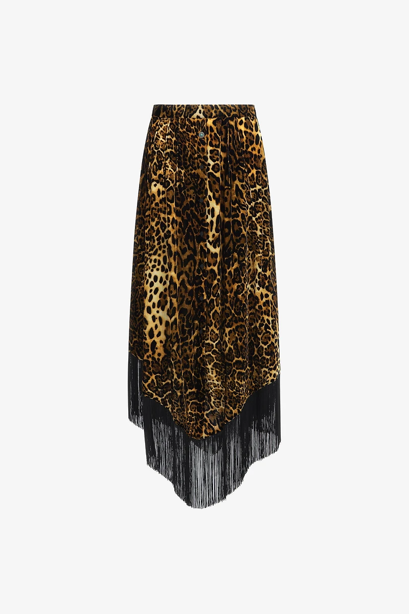 Long skirt with fringe