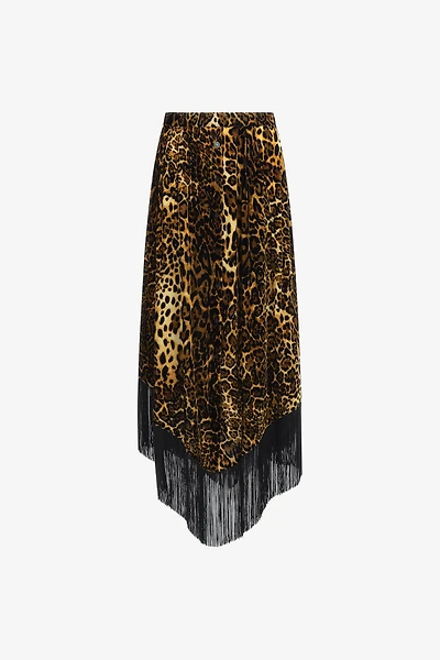 Long skirt with fringe