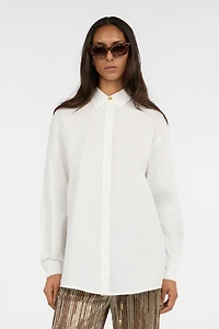 White Shirt With Gold Button