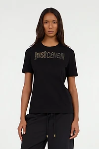 Black T-shirt with Embroidered Logo