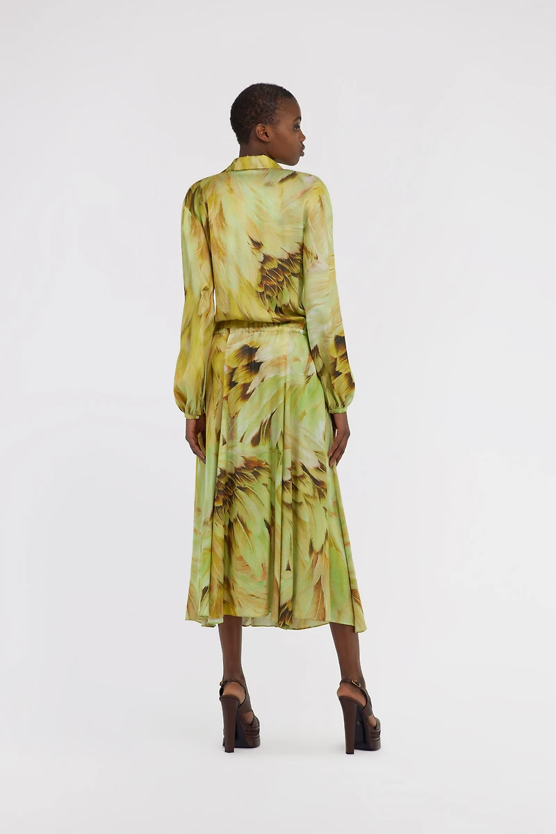 Long dress Plumage print