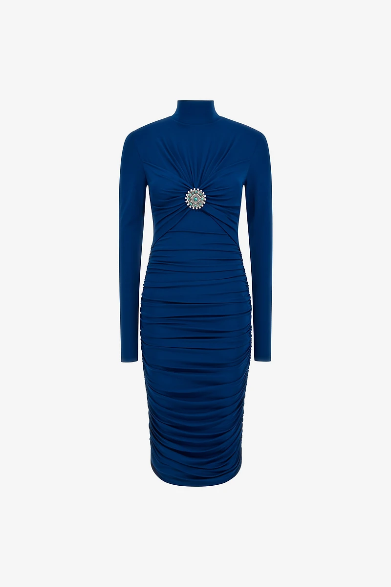 Midi dress with ruffles and stones