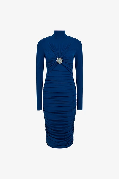 Midi dress with ruffles and stones