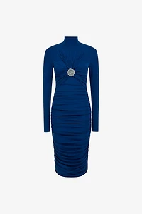Midi dress with ruffles and stones