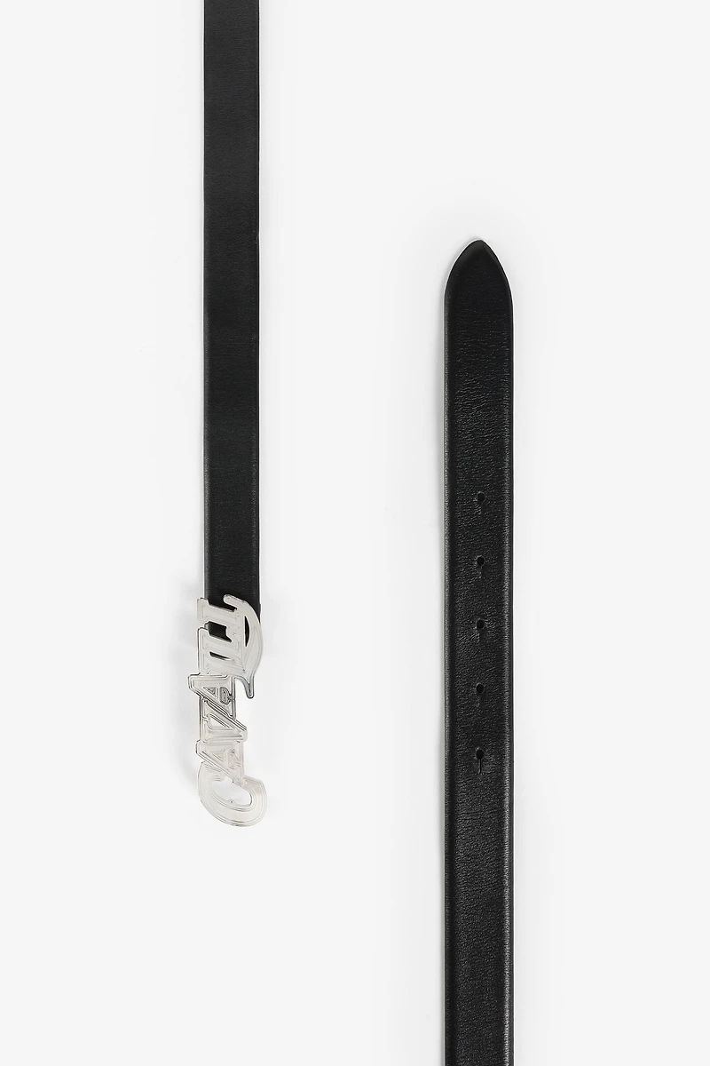 Logo-buckle leather belt