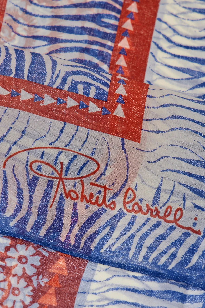 Silk Shawl with Zebra Pattern and Logo