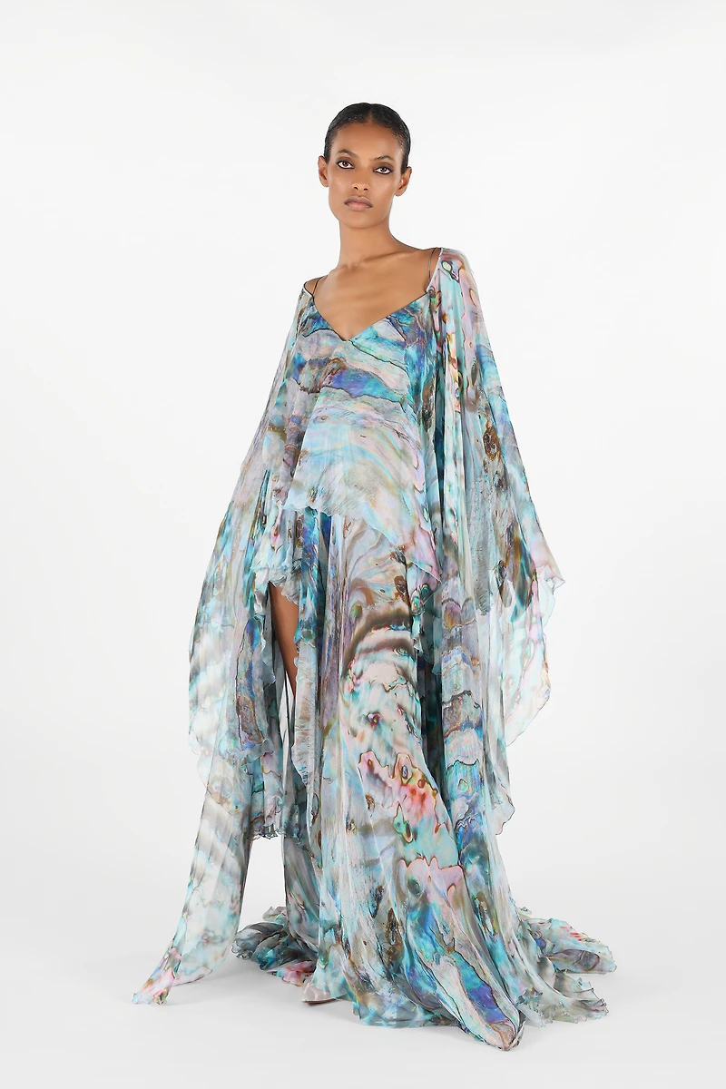 Mermaid Print Long Dress