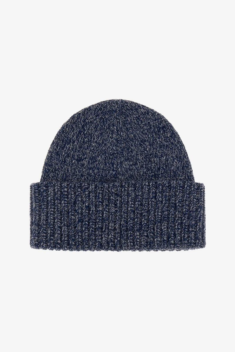 Blue Cashmere Blend Hat Beanie with Monogram RC