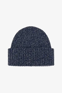 Blue Cashmere Blend Hat Beanie with Monogram RC
