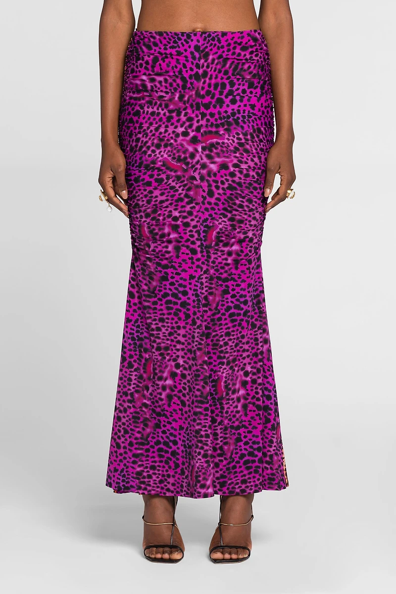 Animal-print fishtail skirt