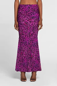 Animal-print fishtail skirt