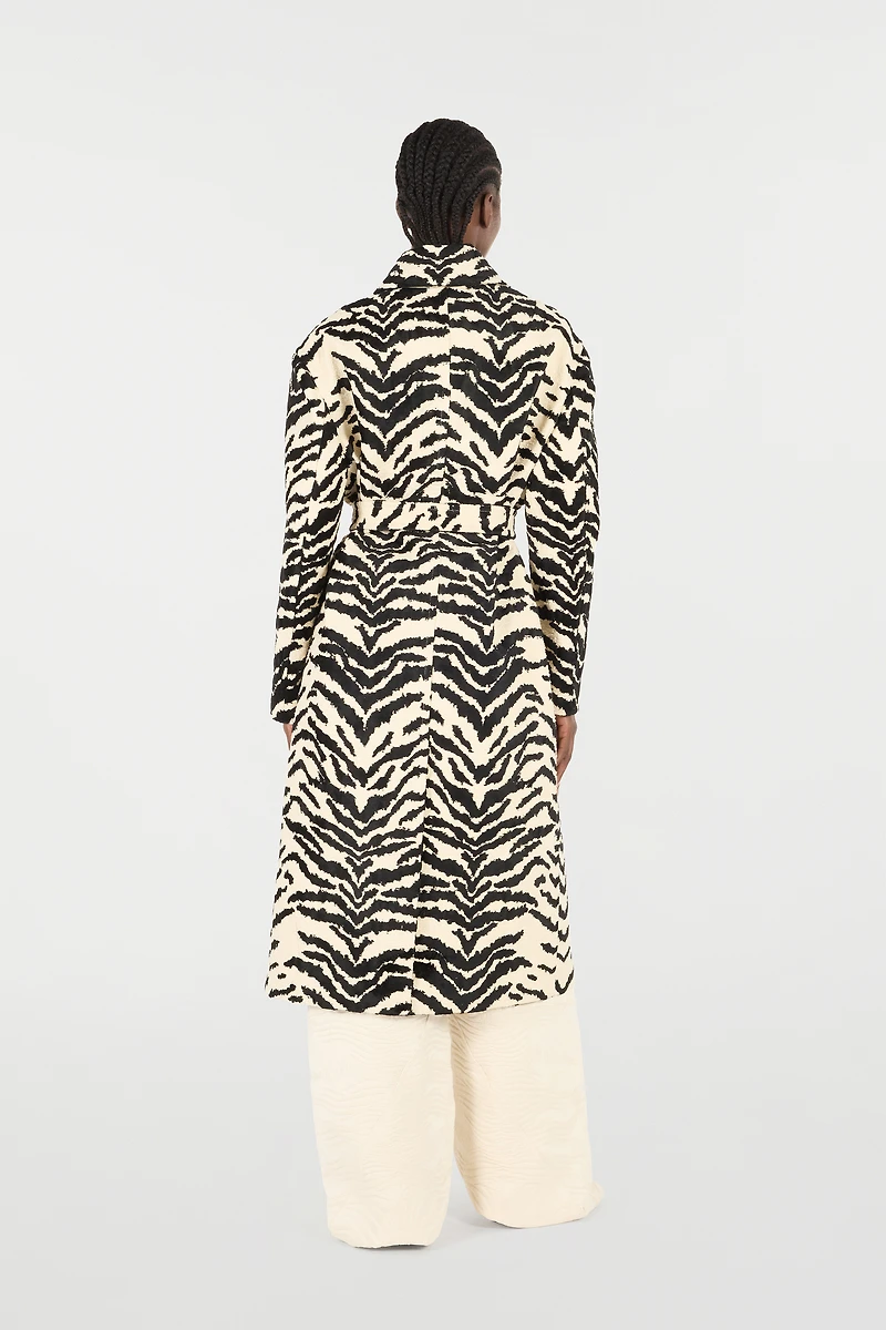 Coat With White Tigress Print