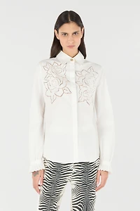 Shirt With Perforated Rose Motif