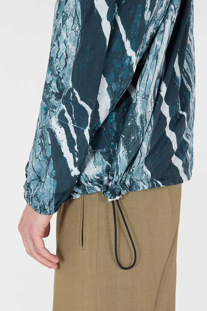 Marble-Print Bomber Jacket