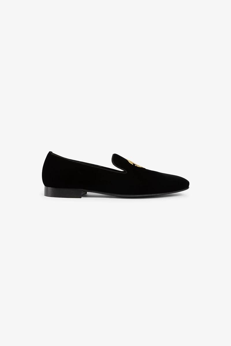 Monogram-motif velvet loafers