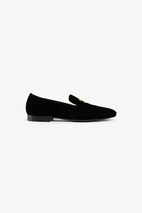 Monogram-motif velvet loafers