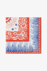 Cotton Scarf with Zebra Pattern and Logo