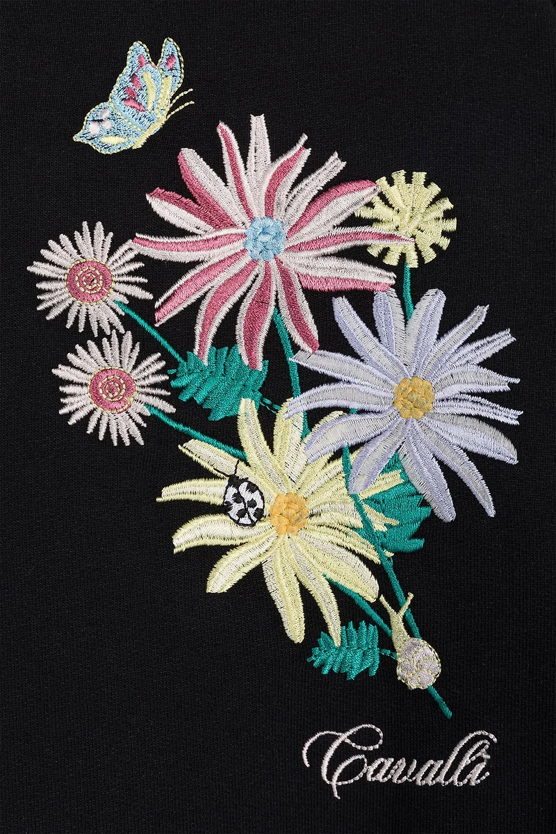 Logo And Floral-Embroidered Sweatshirt Dress
