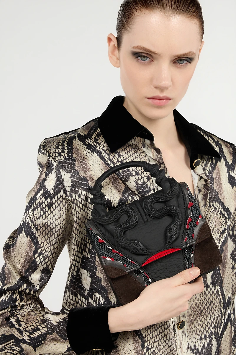 Red And Black Bag With Snakes