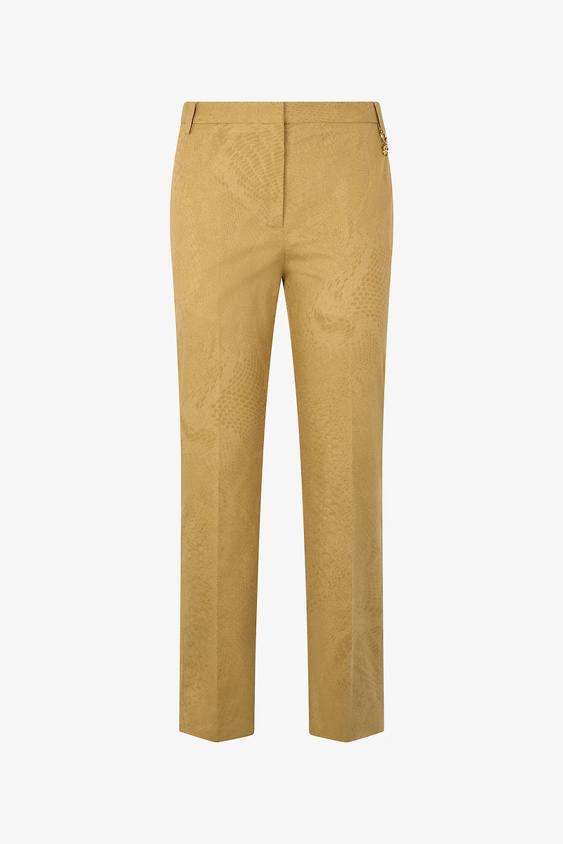 Solid-Color Python-Print Pants