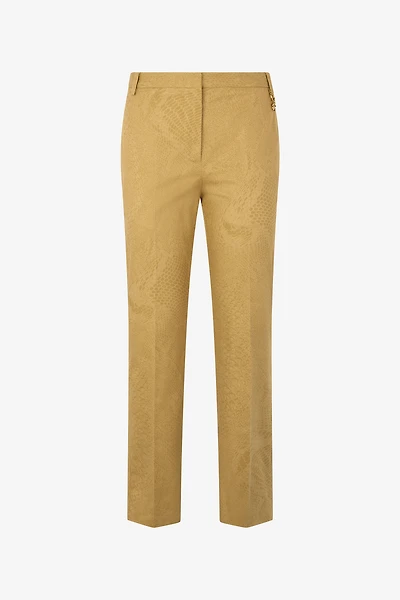 Solid-Color Python-Print Pants