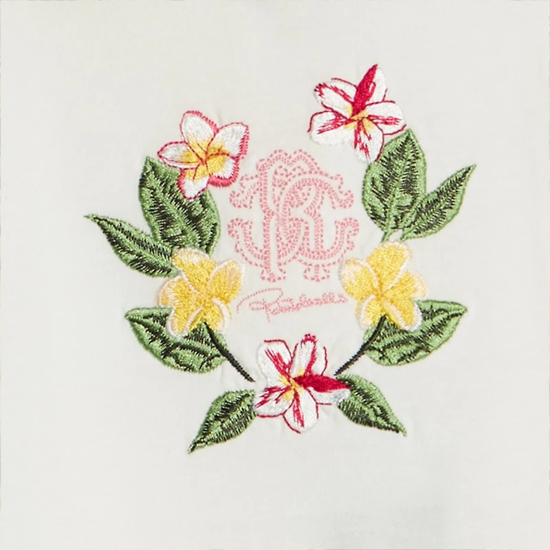 T-Shirt With RC Monogram And Floral Embroidery