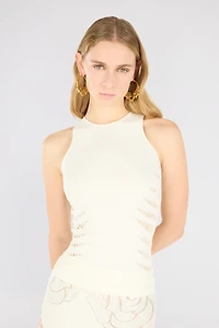 Tank Top with Perforated Zebra Pattern