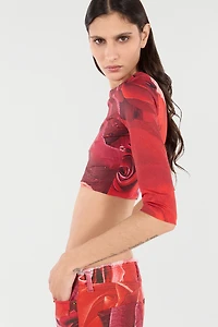 Rose-Print Crop Top