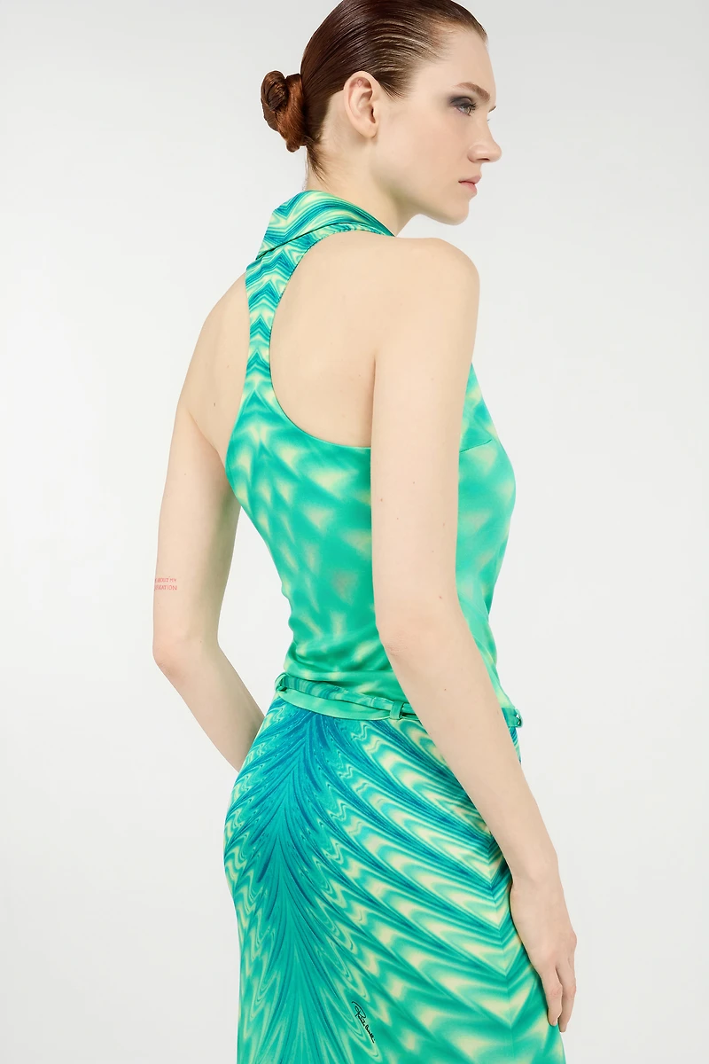 Long Dress with Optical Glass Print