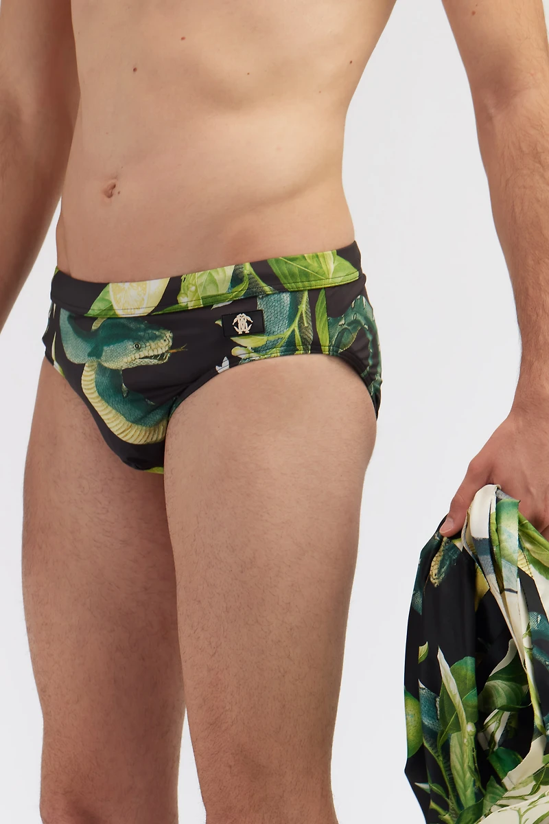Lemon print swim briefs