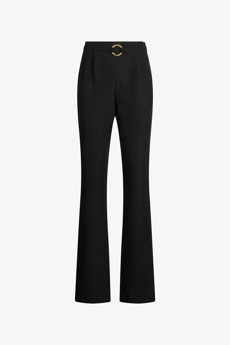 Black Flared Trousers With Buckle