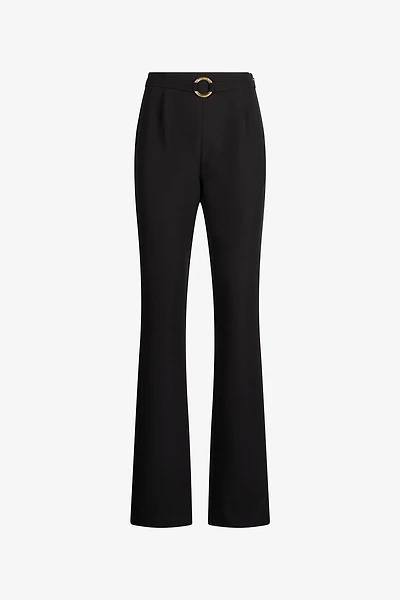 Black Flared Trousers With Buckle
