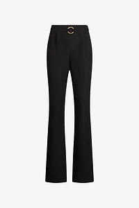 Black Flared Trousers With Buckle