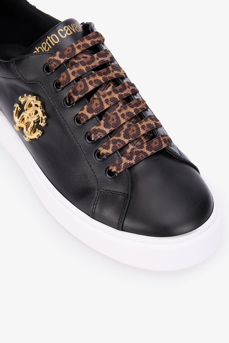 Black Leather Sneaker With Monogram RC