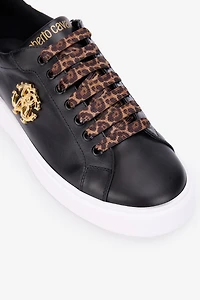 Black Leather Sneaker With Monogram RC