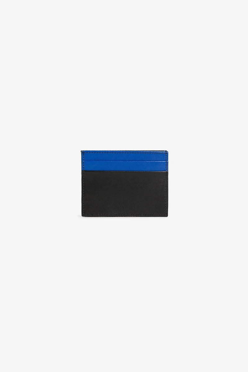 Logo-plaque striped cardholder