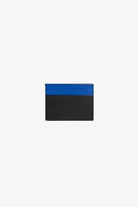 Logo-plaque striped cardholder