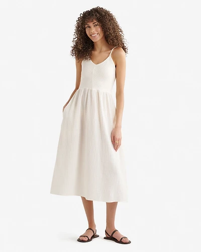 Robe nid-d’abeilles en gaze de coton Isla