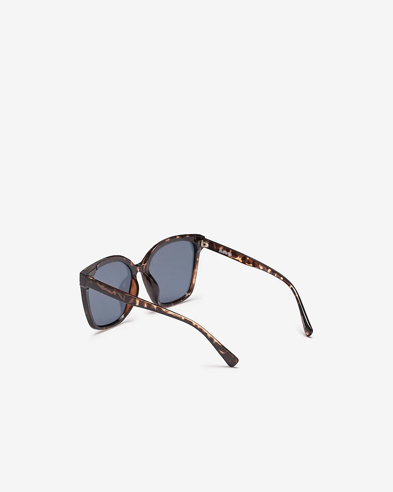Womens Plastic Oversized Square Tortoise Sunglasses