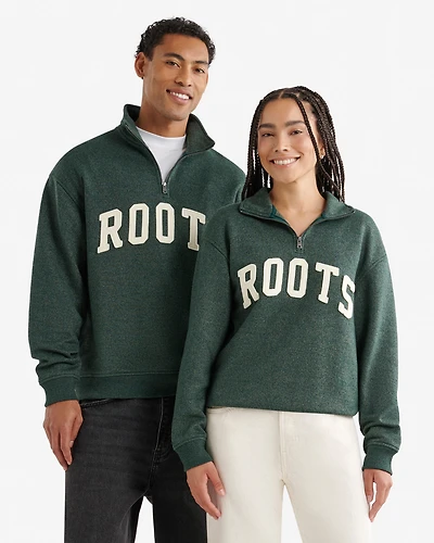 Chandail à glissière un quart avec appliqué Roots