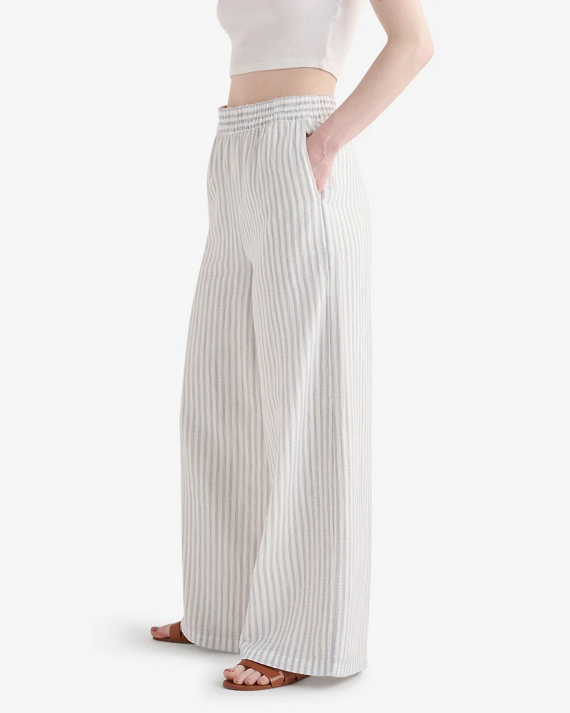 Pantalon à jambe large en gaze de coton motif Isla