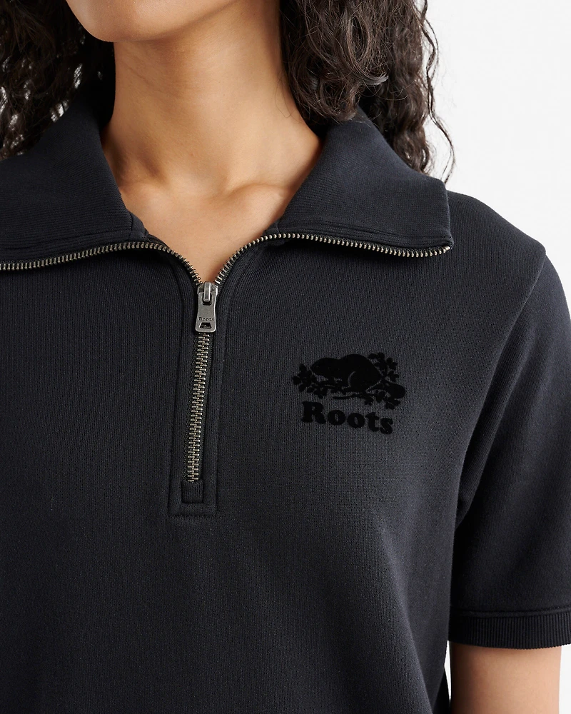 Cooper Terry Short Sleeve Quarter Zip Dress